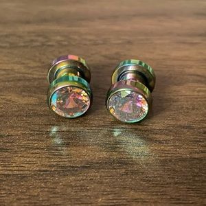 6mm 2G PAIR AB Gem PVD Plated Screw Fit Tunnels